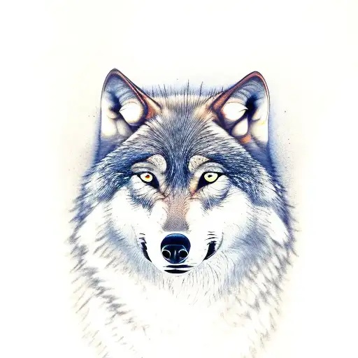 wolf standing still after battle tattoo design idea