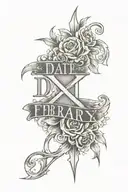 date of death February 21st 2018 in roman numerals tattoo design idea