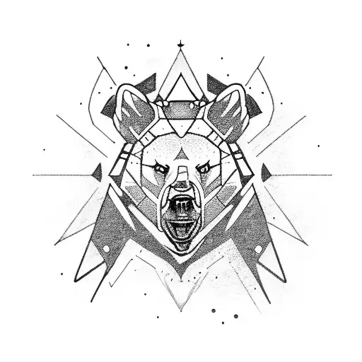 witcher tattoo bear head in cyberpunk style tattoo design idea
