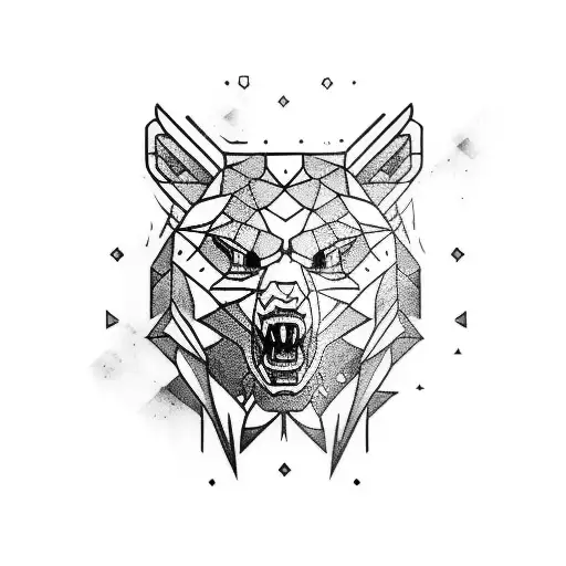 witcher tattoo bear head in cyberpunk style tattoo design idea