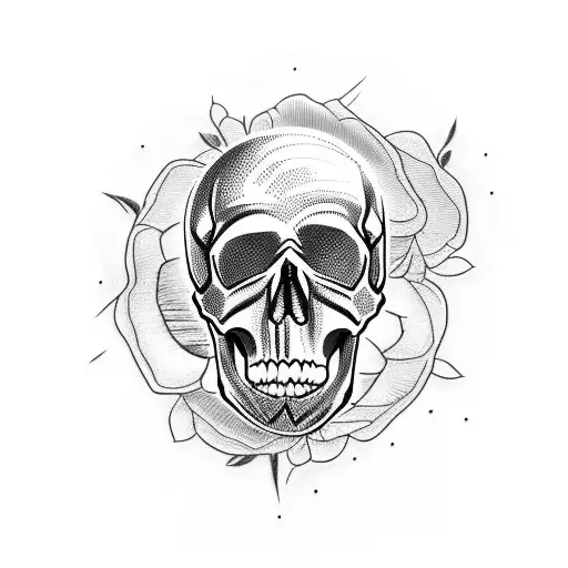 skull roses guitar tattoo design idea