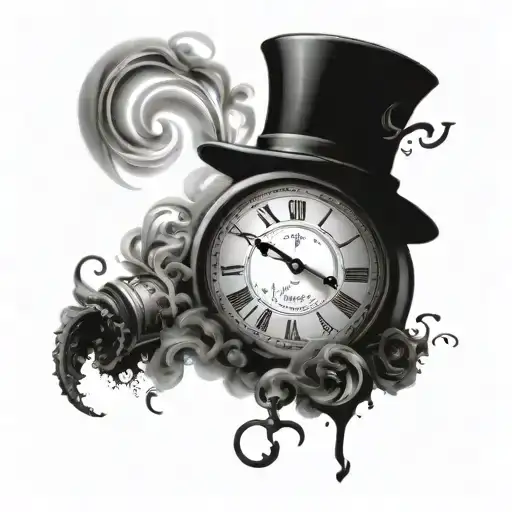 clock, pocket watch, initials, smoke, fog, son, love, banner  tattoo design idea