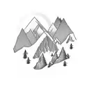 Drone pilot controlling a majestic mountain landscape tattoo design idea