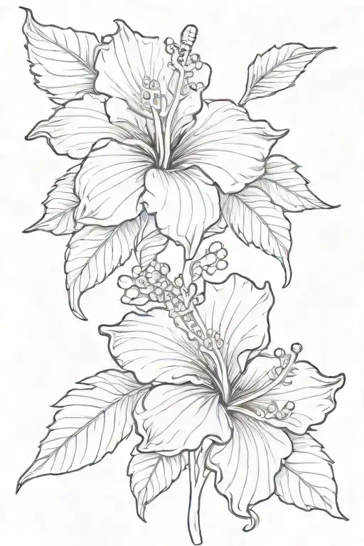 3 hibiscus flower and flames  tattoo design idea