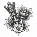 rose king chess piece tattoo design idea