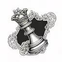rose king chess piece tattoo design idea