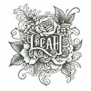 floral design with Leah name incorporated tattoo design idea