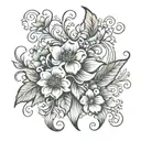 floral design with Leah name incorporated tattoo design idea