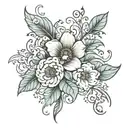 floral design with Leah name incorporated tattoo design idea