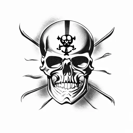 pirate skull and bones flag dia dos muertos tattoo design idea