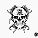 pirate skull and bones flag dia dos muertos tattoo design idea