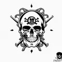 pirate skull and bones flag dia dos muertos tattoo design idea