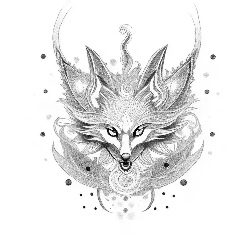 nine tailed fox  and   magicale space  tattoo design idea