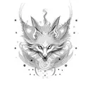 nine tailed fox  and   magicale space  tattoo design idea