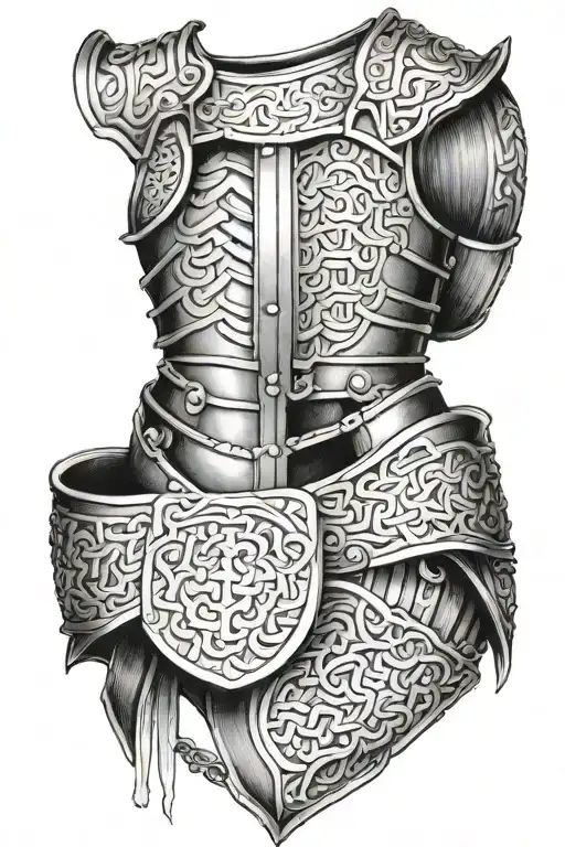 Irish armor including chain mail tattoo design idea