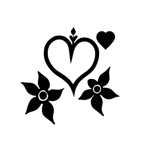 ace of hearts with flowers tattoo design idea