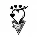 ace of hearts with flowers tattoo design idea