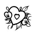 ace of hearts with flowers tattoo design idea