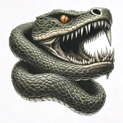 a hand geting bite by a snake  tattoo design idea