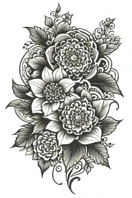 floral and mandalas sleeve tattoo tattoo design idea