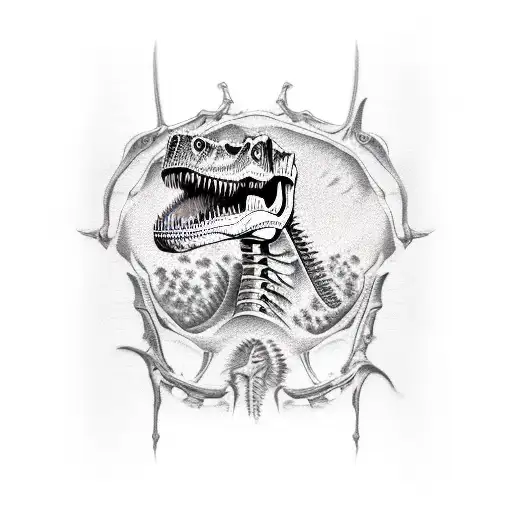 dinosaur skeleton tattoo design idea