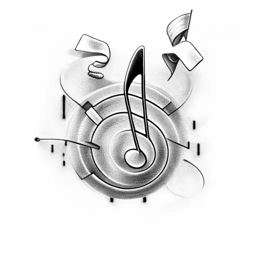 A music note intertwined with a golf club tattoo design idea