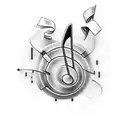 A music note intertwined with a golf club tattoo design idea