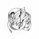 A music note intertwined with a golf club tattoo design idea