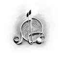 A music note intertwined with a golf club tattoo design idea