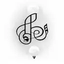 A music note intertwined with a golf club tattoo design idea