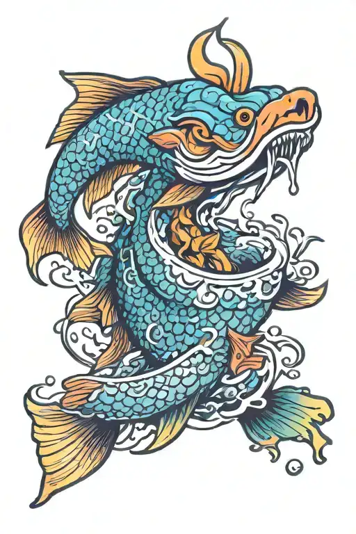 margarita con pez koi tattoo design idea