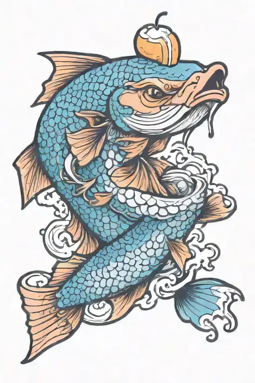 margarita con pez koi tattoo design idea