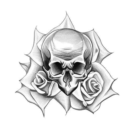 skull with rose, guns mexican hat tattoo design idea