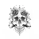 skull with rose, guns mexican hat tattoo design idea