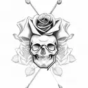 skull with rose, guns mexican hat tattoo design idea