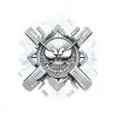 Show the defeated adversaries or obstacles being humbled or crushed underfoot. This imagery can be portrayed through sym tattoo design idea