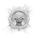 Show the defeated adversaries or obstacles being humbled or crushed underfoot. This imagery can be portrayed through sym tattoo design idea