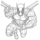 deadpool and wolverine will have arms and I want them to make X with their arms (wolverine will have his claw, deadpool  tattoo design idea