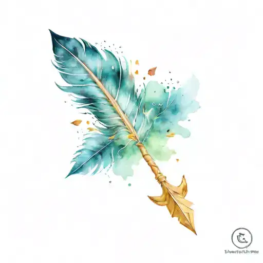 An elegant arrow design with a feather and anchor elements, symbolizing the journey and stability of motherhood tattoo design idea