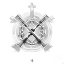 psalm 23-4 with three crosses and a eye tattoo design idea