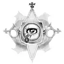 psalm 23-4 with three crosses and a eye tattoo design idea