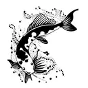 Koi Fish with Water tattoo design idea
