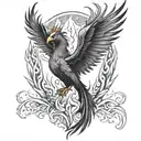 phoenix rising up from the ashes and fire flames tattoo design idea