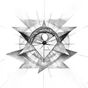 Heart of stone with mold inside a triangle and a sun at the tip of the triangle tattoo design idea