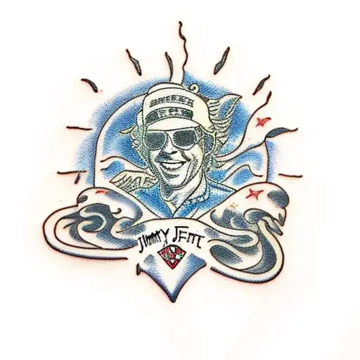 jimmy buffett theme tattoo design idea