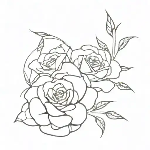  3-4 roses intertwined tattoo design idea