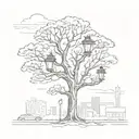 Tree with a street lamp for a trunk tattoo design idea