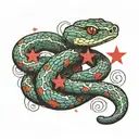 snake wrapped around 3 red stars tattoo design idea