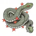 snake wrapped around 3 red stars tattoo design idea