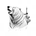 bear and bull fighting tattoo design idea